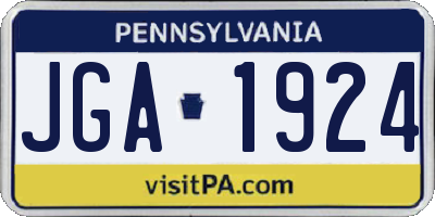 PA license plate JGA1924