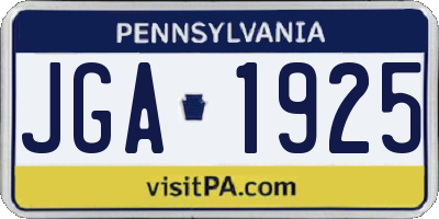 PA license plate JGA1925
