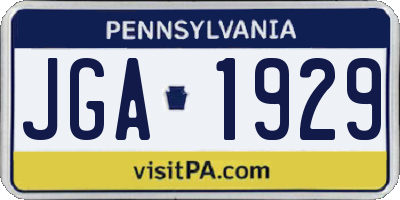 PA license plate JGA1929