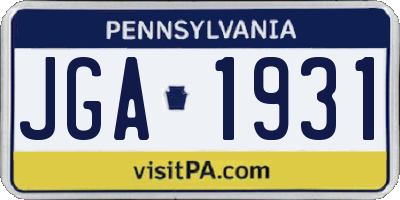 PA license plate JGA1931