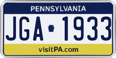 PA license plate JGA1933
