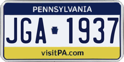 PA license plate JGA1937