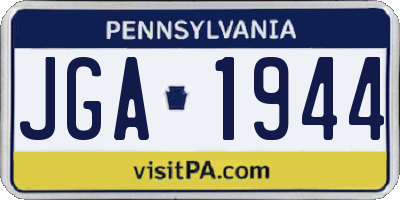PA license plate JGA1944