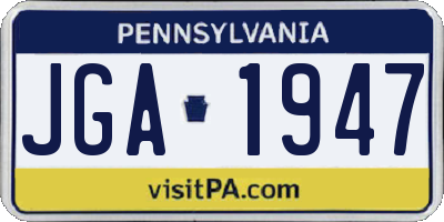 PA license plate JGA1947