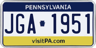PA license plate JGA1951