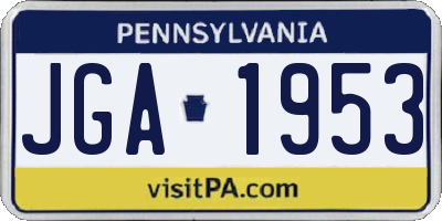 PA license plate JGA1953