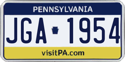 PA license plate JGA1954