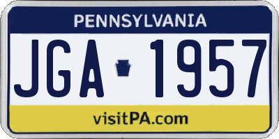 PA license plate JGA1957