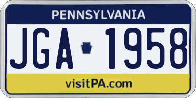 PA license plate JGA1958