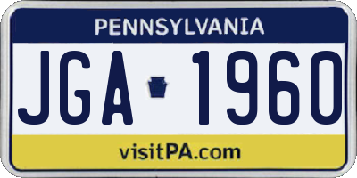 PA license plate JGA1960