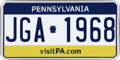 PA license plate JGA1968