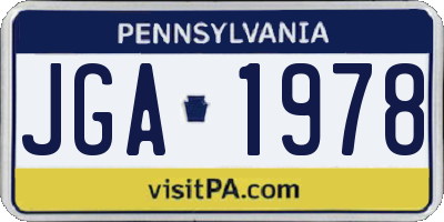 PA license plate JGA1978