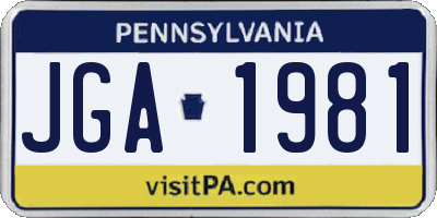 PA license plate JGA1981