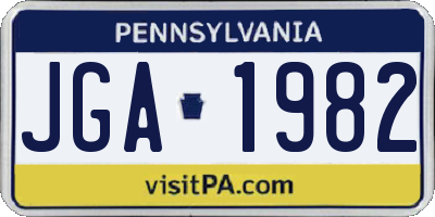 PA license plate JGA1982