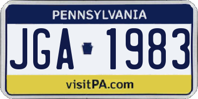 PA license plate JGA1983