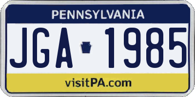 PA license plate JGA1985
