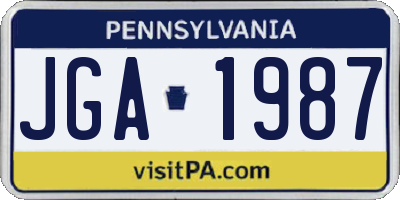 PA license plate JGA1987