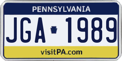 PA license plate JGA1989