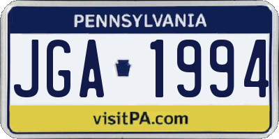 PA license plate JGA1994