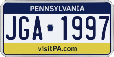 PA license plate JGA1997