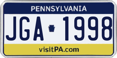PA license plate JGA1998