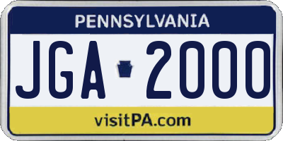 PA license plate JGA2000