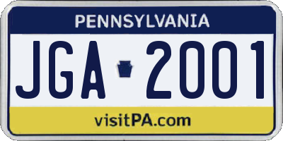 PA license plate JGA2001