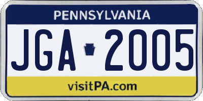 PA license plate JGA2005