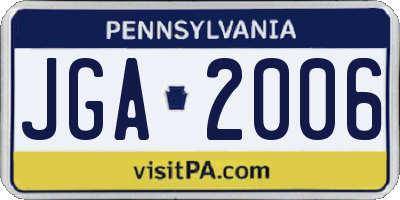 PA license plate JGA2006