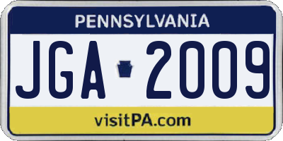 PA license plate JGA2009
