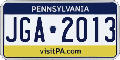 PA license plate JGA2013