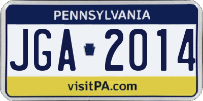 PA license plate JGA2014