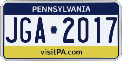 PA license plate JGA2017