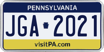 PA license plate JGA2021