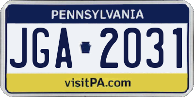 PA license plate JGA2031
