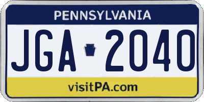 PA license plate JGA2040