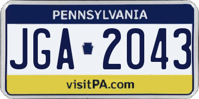 PA license plate JGA2043