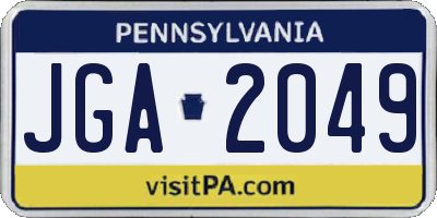 PA license plate JGA2049