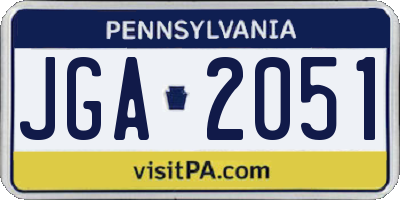 PA license plate JGA2051