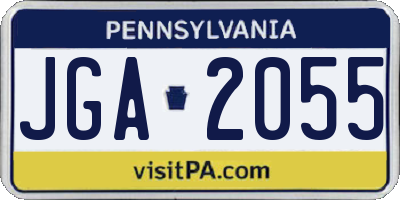 PA license plate JGA2055