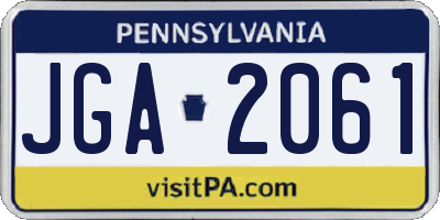 PA license plate JGA2061