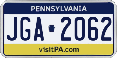PA license plate JGA2062