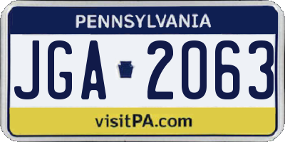 PA license plate JGA2063