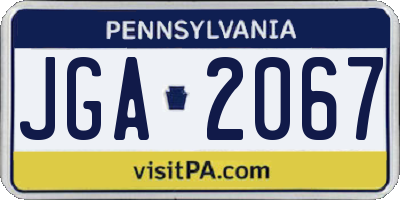 PA license plate JGA2067