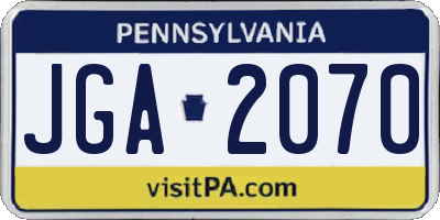 PA license plate JGA2070