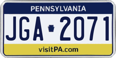 PA license plate JGA2071