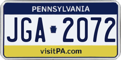 PA license plate JGA2072