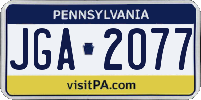 PA license plate JGA2077