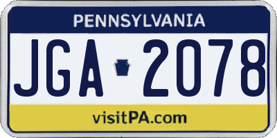 PA license plate JGA2078