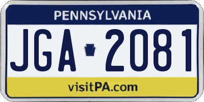 PA license plate JGA2081